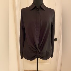 Nicole Miller New York Long Sleeve Front Twist Button Down Top - Sz S